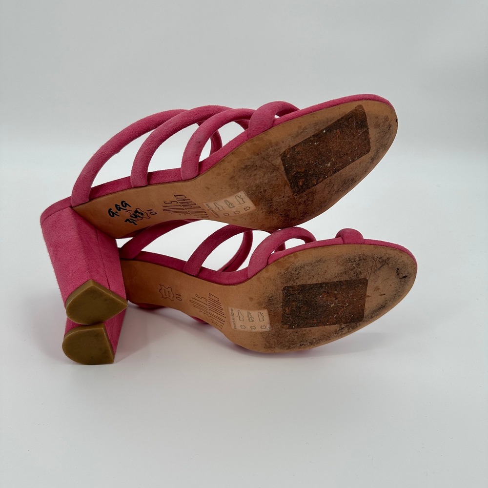 Charlotte Stone Bettina Women Hot Pink‎ Suede Strappy Block Heel Mule Sandals 10 - Picture 8 of 8